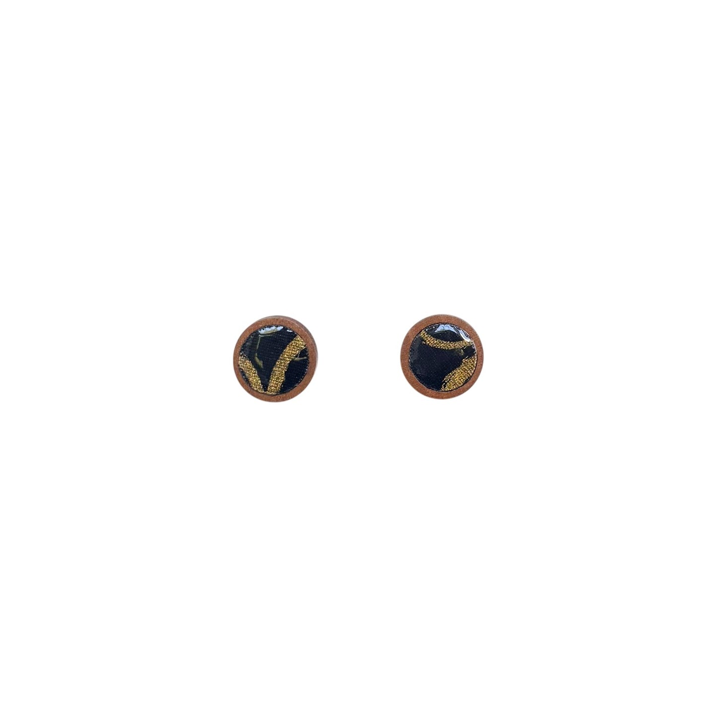 Golden Black Wooden Fabric Studs