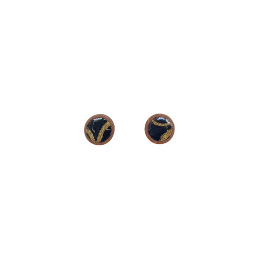 Golden Black Wooden Fabric Studs