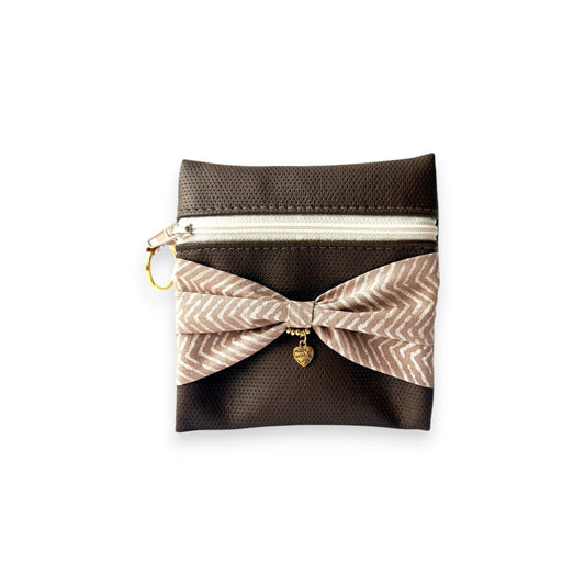 Brown Faux leather Keychain Purse