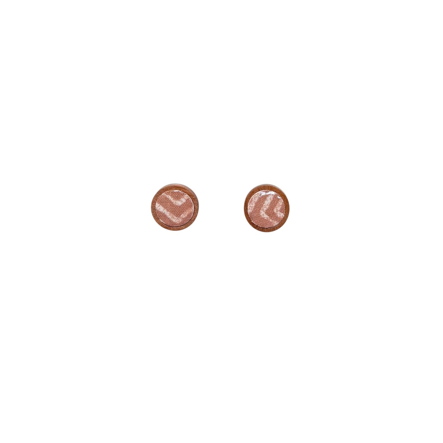 Zig Zag Wooden Fabric Stud Earrings
